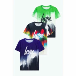 Hype Boys Blue, Multi, Green Drips T-Shirts Three Pack