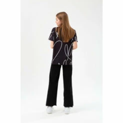 Hype. Girls Black Sketch Heart Holographic Script T-Shirt -Hype Shop unnamed file 1086