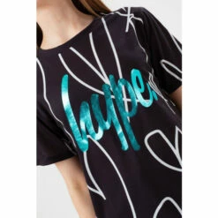 Hype. Girls Black Sketch Heart Holographic Script T-Shirt -Hype Shop unnamed file 1087