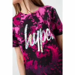 Hype. Girls Pink Tie Dye Silver Script T-Shirt -Hype Shop unnamed file 1092