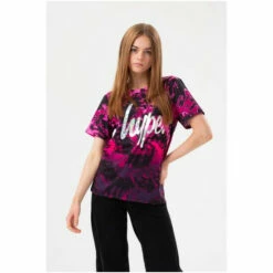 Hype. Girls Pink Tie Dye Silver Script T-Shirt -Hype Shop unnamed file 1093