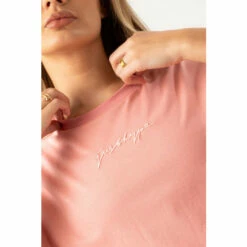 Hype. Womens Blush Pink Scribble Embroidery Boxy T-Shirt -Hype Shop unnamed file 1148