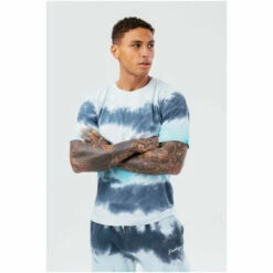 Hype. Mens Oversized Grey Acid Stripe Scribble Logo T-Shirt -Hype Shop unnamed file 1151