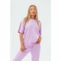 Hype. Womens Lilac Purple Washed Scribble Logo Oversized T-Shirt