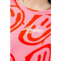 Hype. Girls Pink Smiley Wave Scribble T-Shirt -Hype Shop unnamed file 1176
