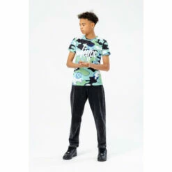 Hype. Boys Blue Smiley Camo Script T-Shirt -Hype Shop unnamed file 1197