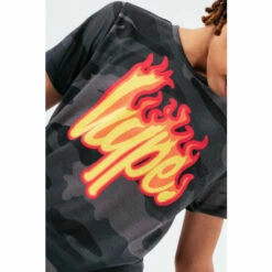 Hype. Green Flame Script Camo T-Shirt -Hype Shop unnamed file 1211