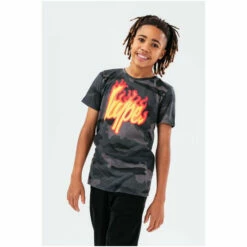 Hype. Green Flame Script Camo T-Shirt -Hype Shop unnamed file 1212