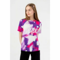 Hype. Girls Purple Neon Spray Script T-Shirt