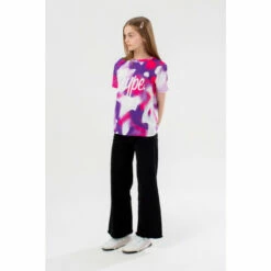 Hype. Girls Purple Neon Spray Script T-Shirt -Hype Shop unnamed file 149