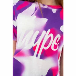 Hype. Girls Purple Neon Spray Script T-Shirt -Hype Shop unnamed file 151