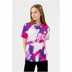 Hype. Girls Purple Neon Spray Script T-Shirt -Hype Shop unnamed file 152