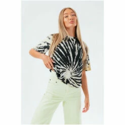 Hype. Black/White Bleach Dye Oversized T-Shirt -Hype Shop unnamed file 167