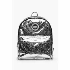 Hype. Unisex Silver Holographic Leopard Crest Backpack