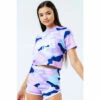 Hype. Purple Evie Camo Crop T-Shirt