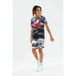 Hype. Grey Camo Fade Script T-Shirt