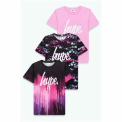 Hype. Girls Pink Drip Star T-Shirts 3 Pack -Hype Shop unnamed file 27