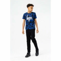 Hype. Boys Blue Trippy Face Script T-Shirt -Hype Shop unnamed file 271