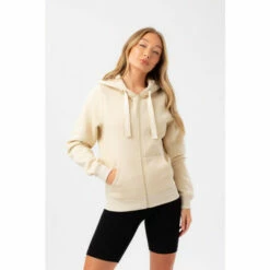 Hype. Womens Cream Justhype Scribble Drawcord Zip Hoodie