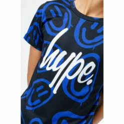 Hype. Boys Blue Trippy Face Script T-Shirt -Hype Shop unnamed file 273