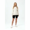 Hype. Womens Cream Almond Milk Justhype Waffle Drawcord Hoodie -Hype Shop unnamed file 2735