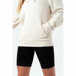 Hype. Womens Cream Almond Milk Justhype Waffle Drawcord Hoodie -Hype Shop unnamed file 2738