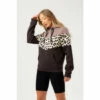 Hype. Womens Brown Ganache Cheetah Chevron Panel Justhype Drawcord Hoodie -Hype Shop unnamed file 2759