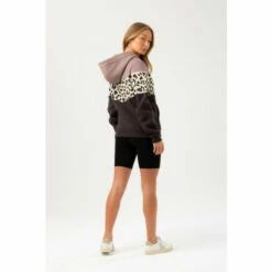 Hype. Womens Brown Ganache Cheetah Chevron Panel Justhype Drawcord Hoodie -Hype Shop unnamed file 2761