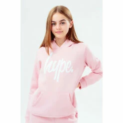 Hype. Girls Pink Script Hoodie