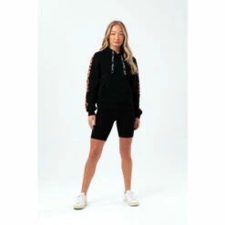 Hype. Womens Black Brick Cheetah Panel Justhype Drawcord Hoodie -Hype Shop unnamed file 2803