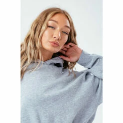 Hype. Womens Grey Marl Cropped Hoodie -Hype Shop unnamed file 2853