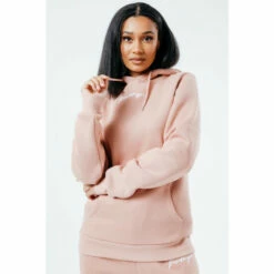 Hype. Womens Pink Scribble Logo Pullover Hoodie