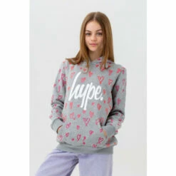 Hype. Grey Love Script Hoodie