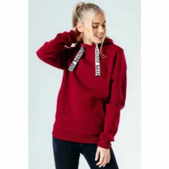 Hype. Womens Burgundy Drawstring Pullover Hoodie