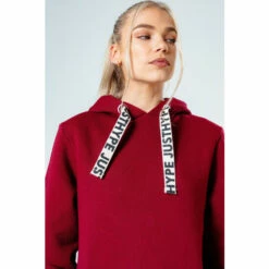 Hype. Womens Burgundy Drawstring Pullover Hoodie -Hype Shop unnamed file 2984