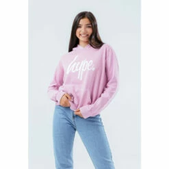 Hype Lilac Purple Washed Script Logo Pullover Hoodie