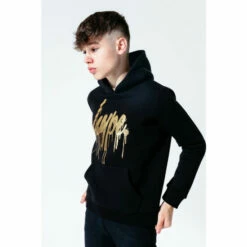 Hype. Kids Black Drips Script Pullover Hoodie
