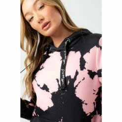 Hype. Womens Tie Dye Drawcord Black Hoodie -Hype Shop unnamed file 3040