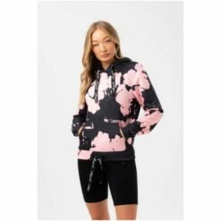 Hype. Womens Tie Dye Drawcord Black Hoodie -Hype Shop unnamed file 3042