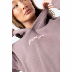 Hype. Womens Grey Iron JustHype Scribble Embroidered Cropped Hoodie -Hype Shop unnamed file 3046