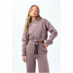 Hype. Womens Grey Iron JustHype Scribble Embroidered Cropped Hoodie -Hype Shop unnamed file 3047