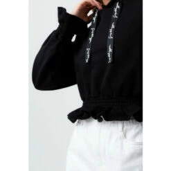 Hype. Womens Gathered Hem Drawcord Black Hoodie -Hype Shop unnamed file 3082