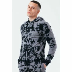 Hype. Mens Grey Acid Wash Pullover Hoodie