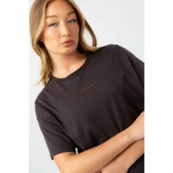 Hype. Wpmens Grey Charcoal Scribble Embroidery Boxy T-Shirt -Hype Shop unnamed file 310