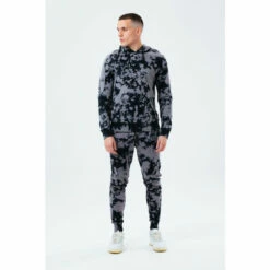 Hype. Mens Grey Acid Wash Pullover Hoodie -Hype Shop unnamed file 3101