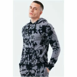 Hype. Mens Grey Acid Wash Pullover Hoodie -Hype Shop unnamed file 3103