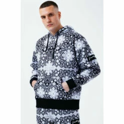Hype. Mens Black Mono Tile Oversized Hoodie