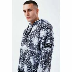 Hype. Mens Black Mono Tile Oversized Hoodie -Hype Shop unnamed file 3121