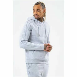 Hype. Mens Grey Tonal Tape Scribble Logo Pullover Hoodie -Hype Shop unnamed file 3125