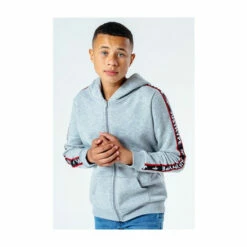 Hype. Kids Grey JH Tape Zip Hoodie -Hype Shop unnamed file 3159